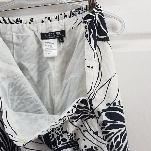 City Girl Nancy Bolen Women's Capri Pants Size: 12 Black/White Floral Vintage - Picture 4 of 8